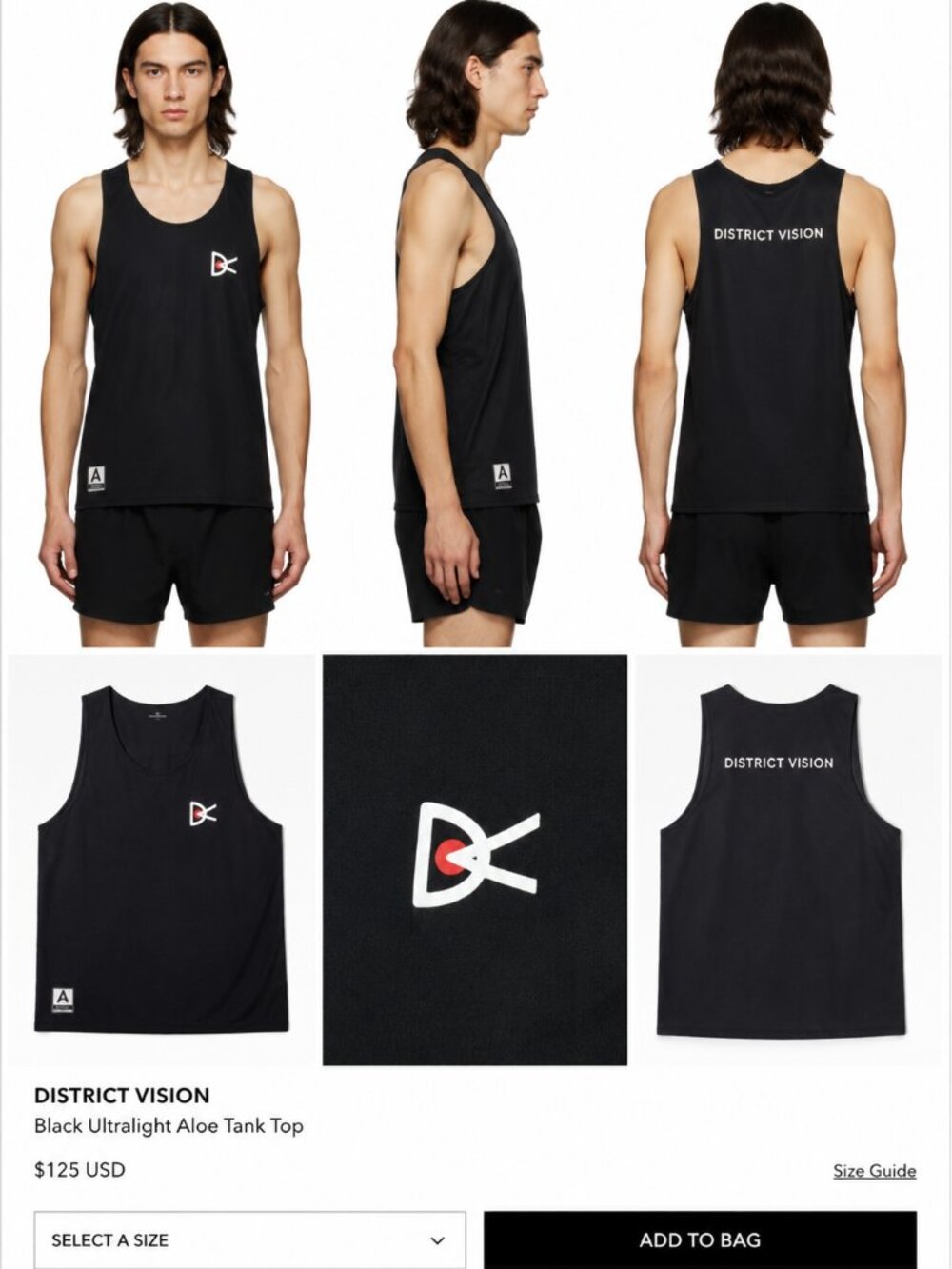 District Vision Black Running Tank